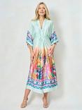 Hope & Ivy The Nora Underwater Kimono Sleeve Midi Dress, Blue/Multi