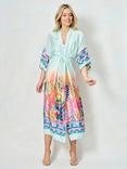 Hope & Ivy The Nora Underwater Kimono Sleeve Midi Dress, Blue/Multi
