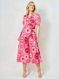 Hope & Ivy The Paulette Puff Sleeve Midi Dress, Pink/Multi