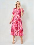 Hope & Ivy The Paulette Puff Sleeve Midi Dress, Pink/Multi