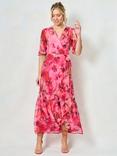 Hope & Ivy The Pleasance Floral Wrap Maxi Dress, Pink/Multi