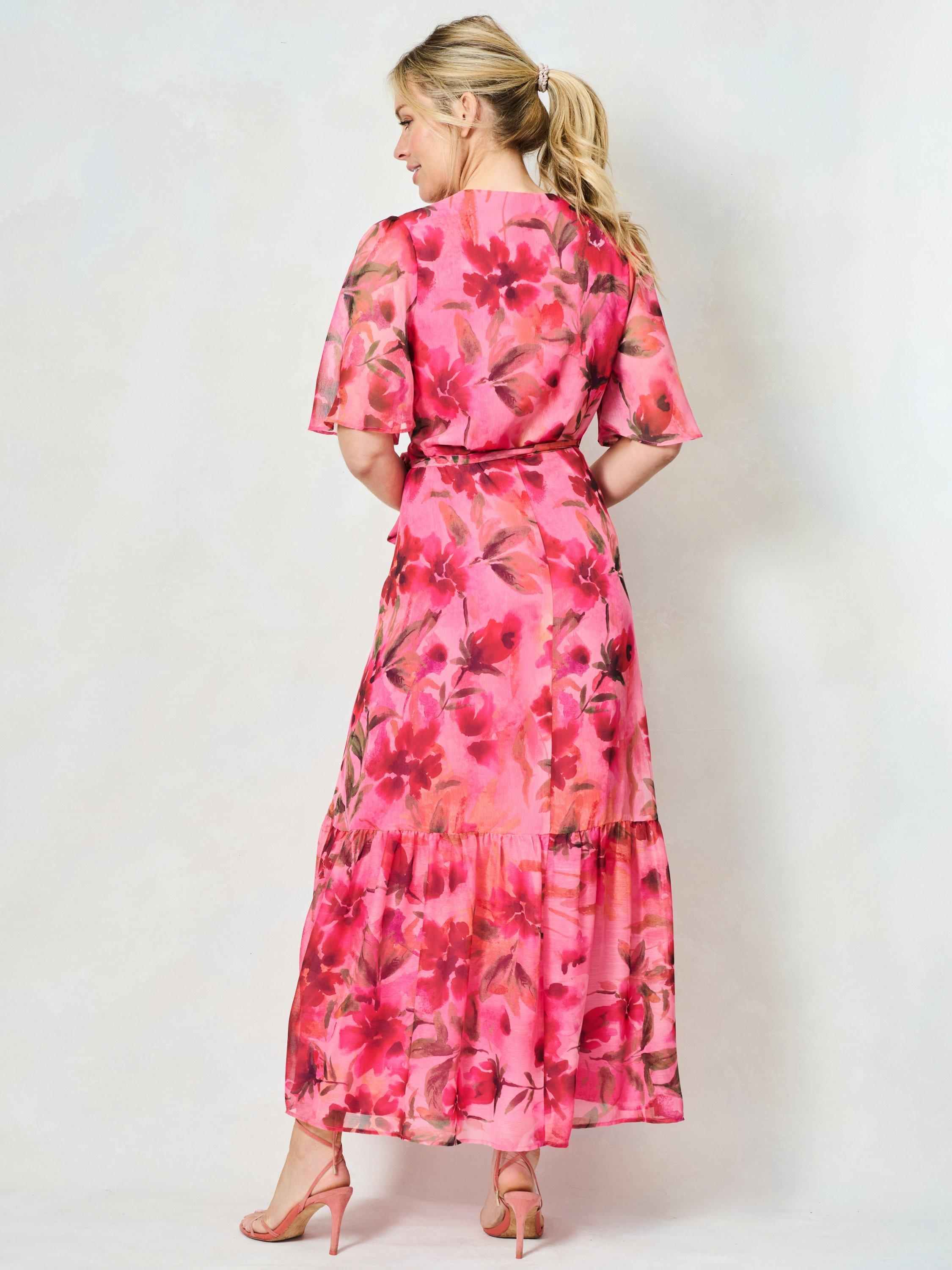 Product image 3 of 4, which shows Hope & Ivy The Pleasance Floral Wrap Maxi Dress, Pink/Multi, 8