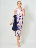 Hope & Ivy The Rebecca Floral Bow Detail Midi Dress, Purple/Multi