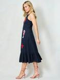 Hope & Ivy The Rosalind Sealife Embellished Midi Dress, Navy