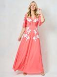 Hope & Ivy The Sasha Floral Beaded Maxi Dress, Orange