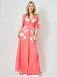 Hope & Ivy The Sasha Floral Beaded Maxi Dress, Orange