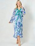 Hope & Ivy The Siri Floral Ruffle Maxi Dress, Blue/Multi