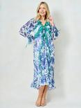 Hope & Ivy The Siri Floral Ruffle Maxi Dress, Blue/Multi