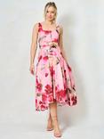 Hope & Ivy The Sybil Floral Belted Midaxi Dress, Pink/Multi