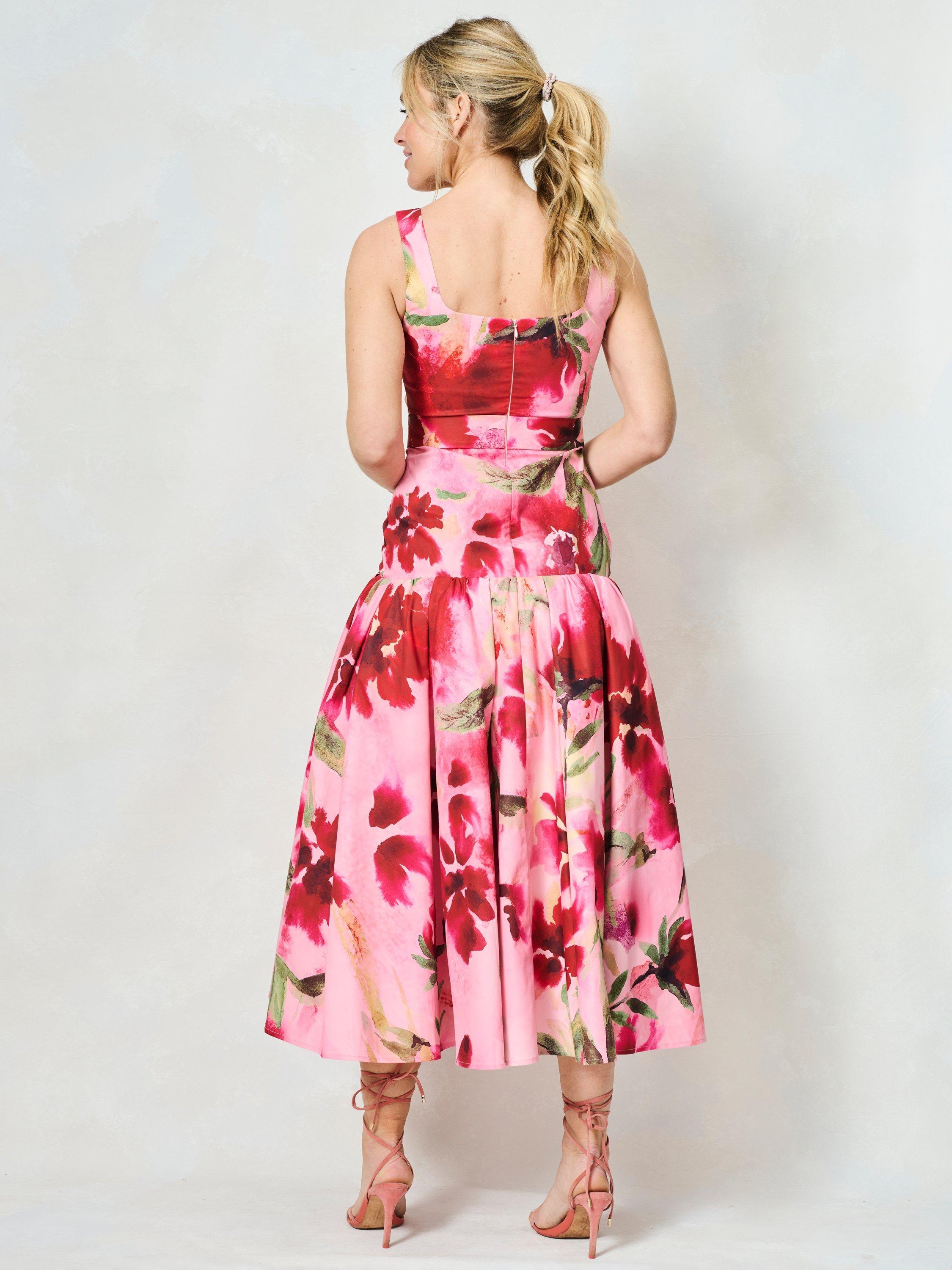 Product image 4 of 5, which shows Hope & Ivy The Sybil Floral Belted Midaxi Dress, Pink/Multi, 6