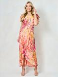 Hope & Ivy The Ulla Abstract Coral Maxi Dress, Multi, Multi