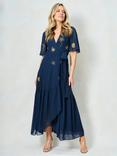 Hope & Ivy The Venetia Flutter Sleeve Wrap Dress, Navy