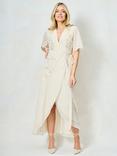 Hope & Ivy The Violet Embellished Wrap Wedding Dress, Ivory