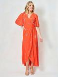 Hope & Ivy The Alana Embellished Wrap Maxi Dress, Orange