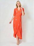 Hope & Ivy The Alana Embellished Wrap Maxi Dress, Orange