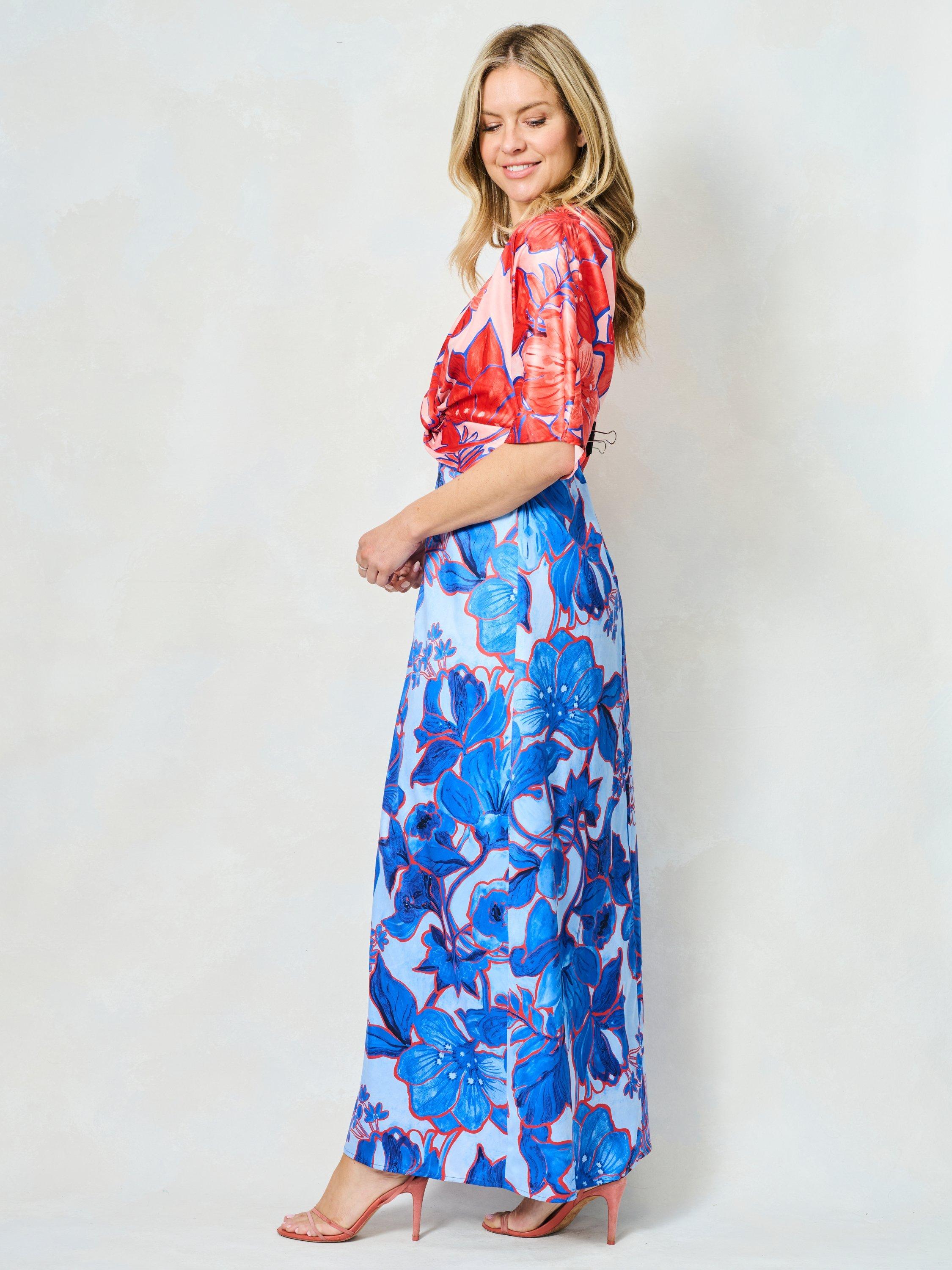 Product image 3 of 5, which shows Hope & Ivy The Bernadette Colour Block Floral Maxi Dress, Multi, 8