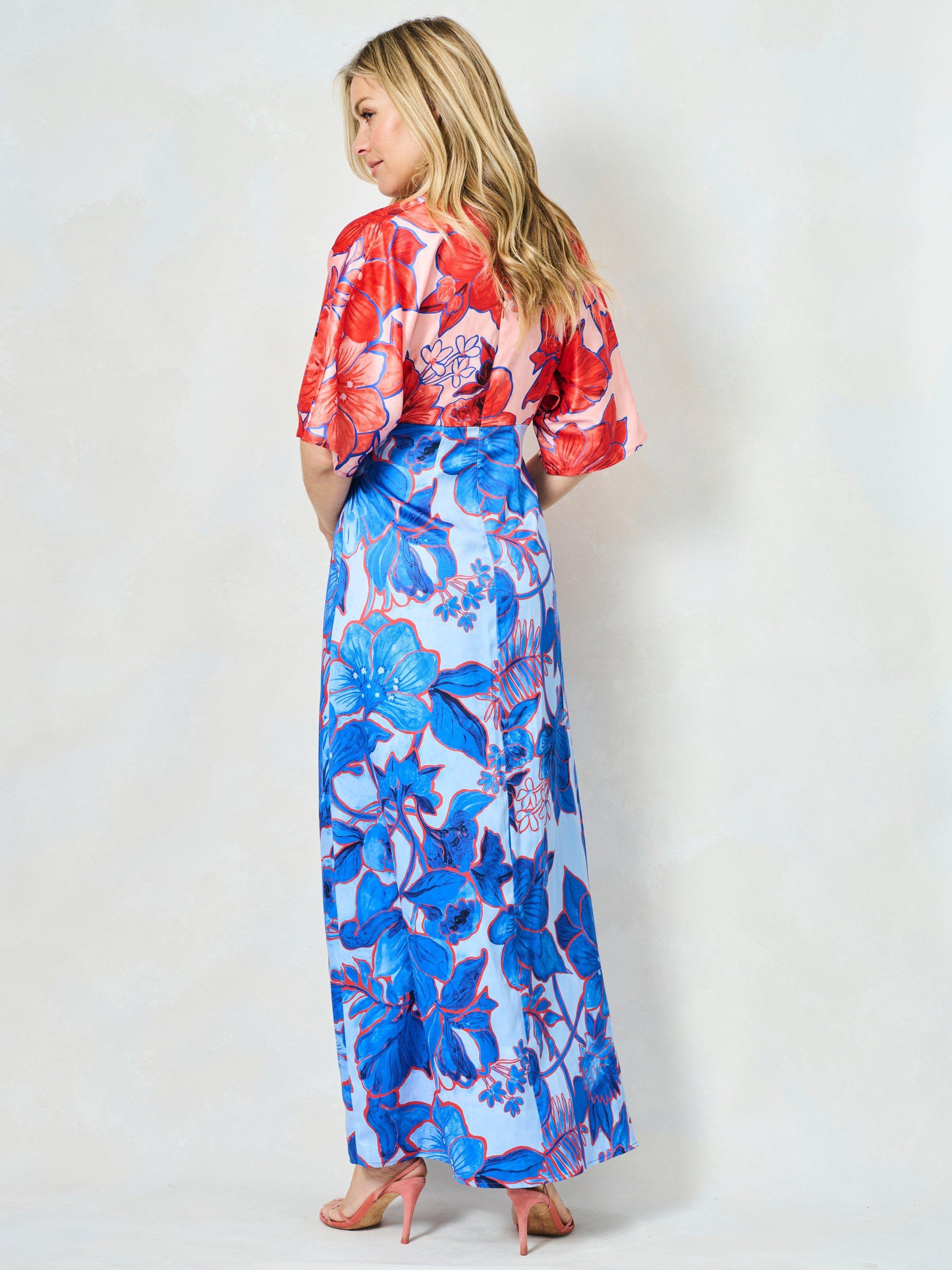 Product image 4 of 5, which shows Hope & Ivy The Bernadette Colour Block Floral Maxi Dress, Multi, 8