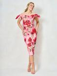 Hope & Ivy The Catherine Floral Bardot Midi Dress, Pink/Multi