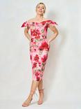 Hope & Ivy The Catherine Floral Bardot Midi Dress, Pink/Multi