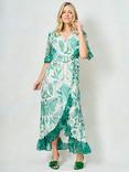 Hope & Ivy The Clarissa Palms & Ferns Wrap Maxi Dress, Green/Multi