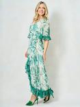 Hope & Ivy The Clarissa Palms & Ferns Wrap Maxi Dress, Green/Multi