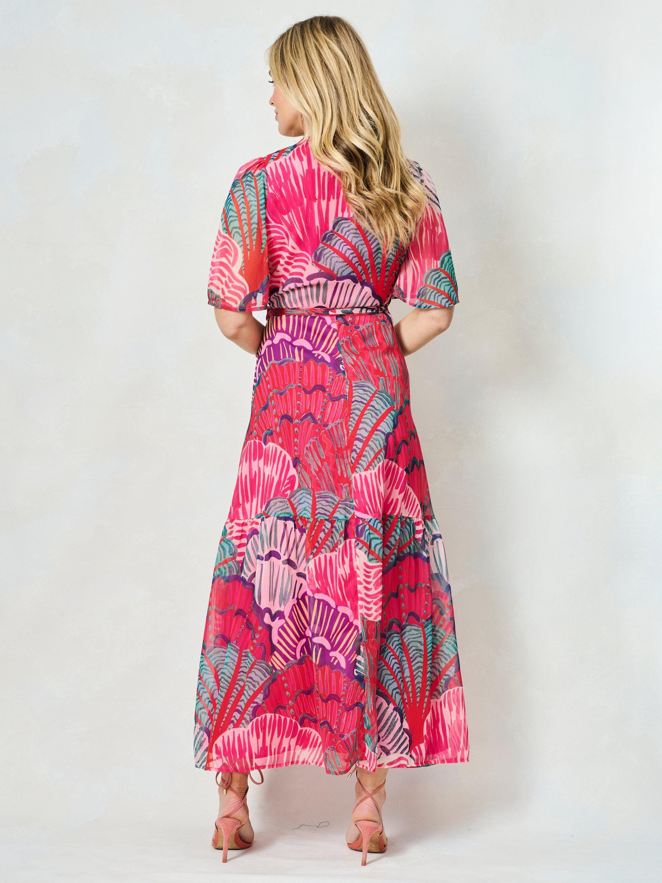 Product image 4 of 5, which shows Hope & Ivy The Cordelia Abstract Wrap Maxi Dress, Pink/Multi, 6