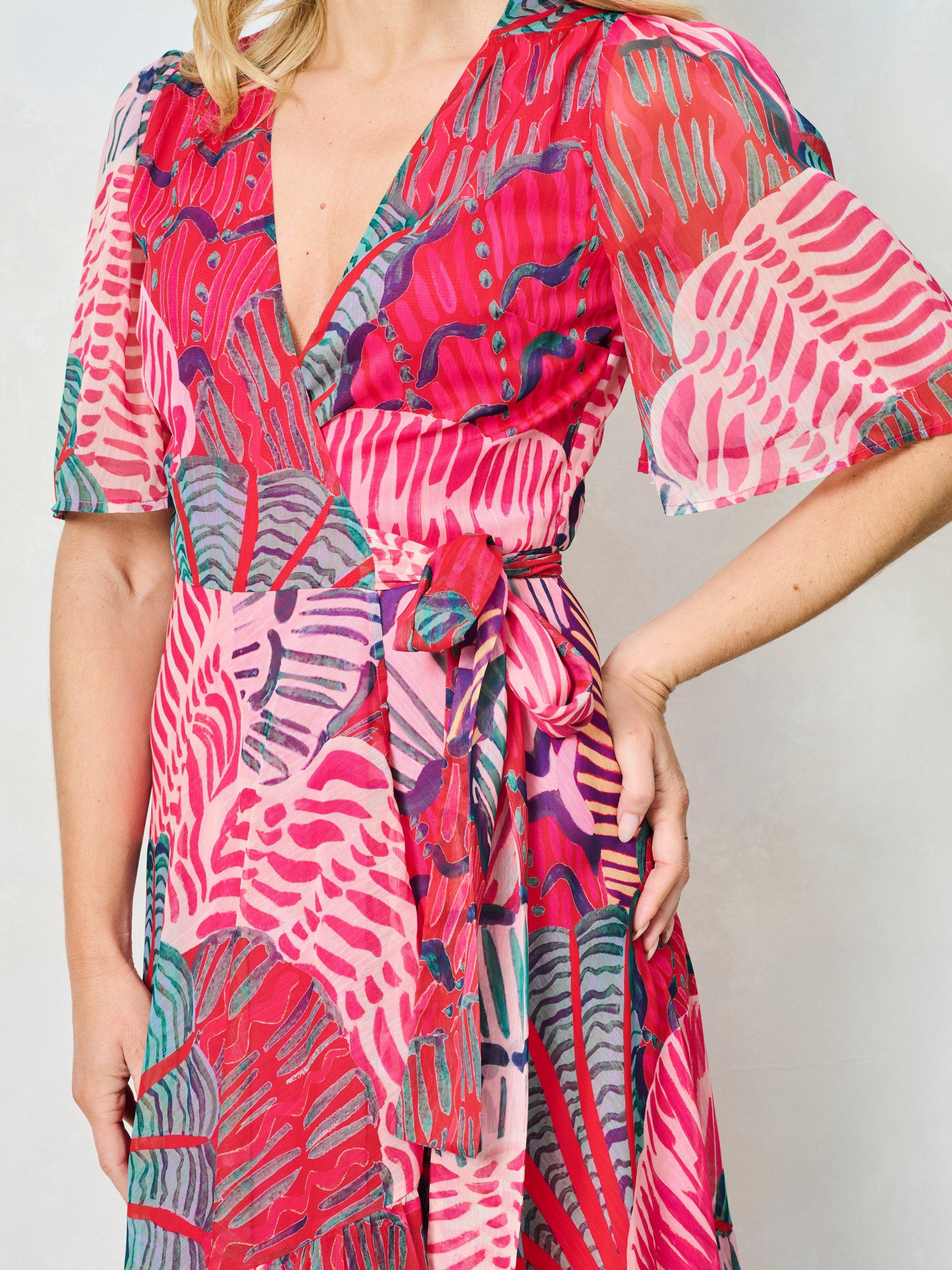 Product image 5 of 5, which shows Hope & Ivy The Cordelia Abstract Wrap Maxi Dress, Pink/Multi, 6