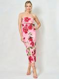 Hope & Ivy The Faith Floral Bow Detail Strapless Dress, Pink/Multi