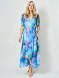 Hope & Ivy The Felicia Abstract Wrap Maxi Dress, Blue/Multi