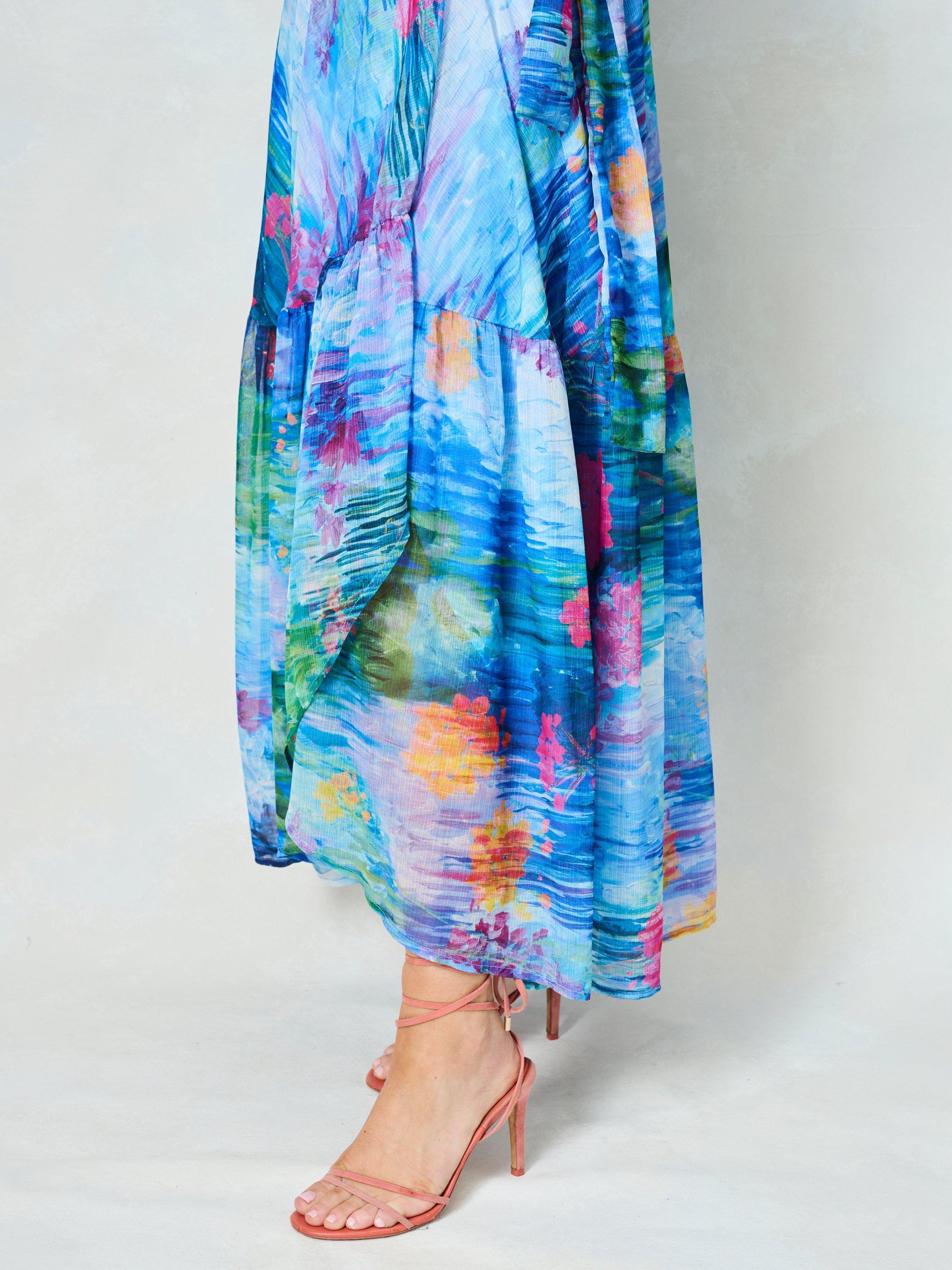 Product image 5 of 5, which shows Hope & Ivy The Felicia Abstract Wrap Maxi Dress, Blue/Multi, 8