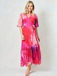 Hope & Ivy The Hermione Abstract Wrap Dress, Pink/Multi