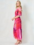 Hope & Ivy The Hermione Abstract Wrap Dress, Pink/Multi