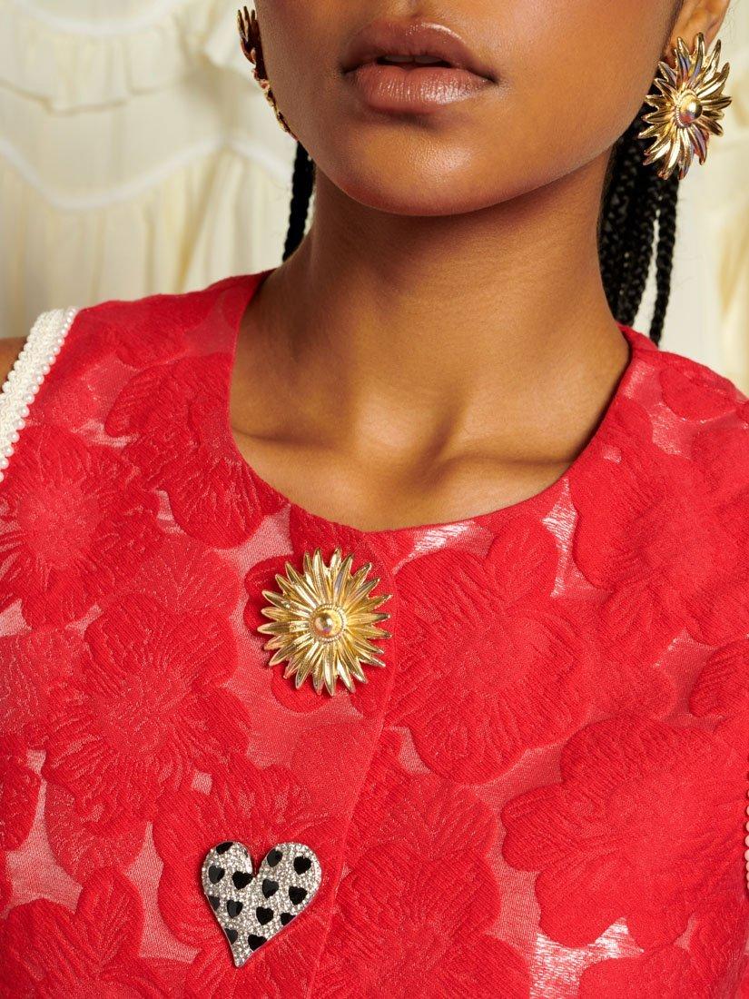 Product image 6 of 6, which shows Sister Jane Floral Jacquard Sleeveless Top, Red, 6