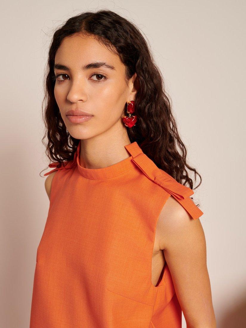 Product image 5 of 6, which shows Sister Jane Nero Sleeveless Bow Shoulder Cropped Top, Orange, 6