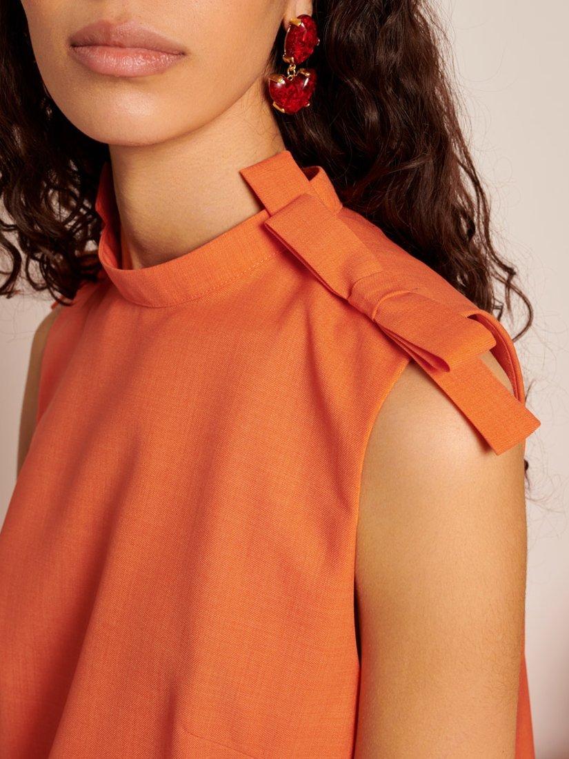 Product image 6 of 6, which shows Sister Jane Nero Sleeveless Bow Shoulder Cropped Top, Orange, 6