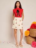 Sister Jane Espa Beaded Cherries Mini Skirt, Ivory