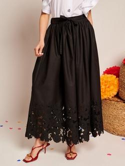 Sister Jane Embroidered Floral Maxi Skirt, Black, Black