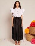 Sister Jane Embroidered Floral Maxi Skirt, Black