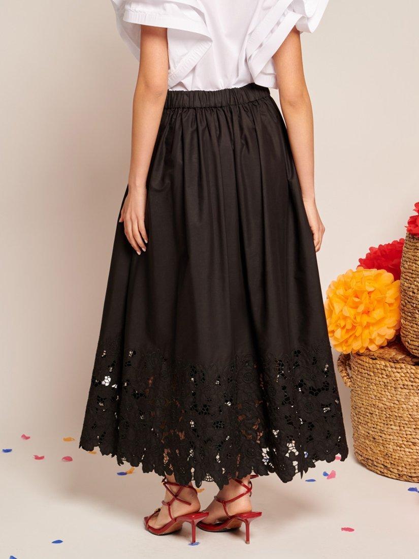 Product image 4 of 6, which shows Sister Jane Embroidered Floral Maxi Skirt, Black, 6