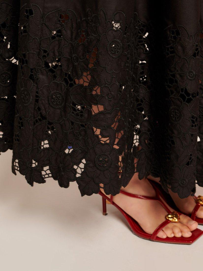 Product image 6 of 6, which shows Sister Jane Embroidered Floral Maxi Skirt, Black, 6