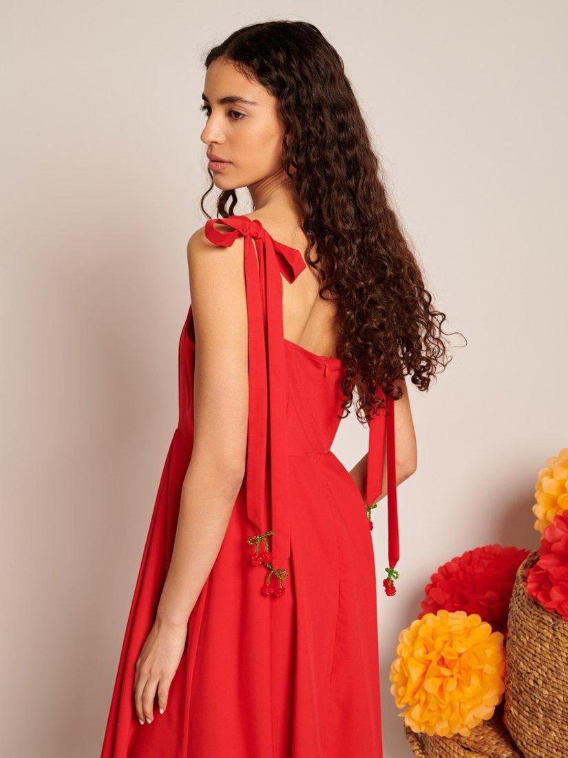 Product image 5 of 6, which shows Sister Jane Car Beaded Cherries Maxi Dress, Red, 6