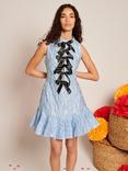 Sister Jane Jacquard Bow Detail Mini Dress, Blue