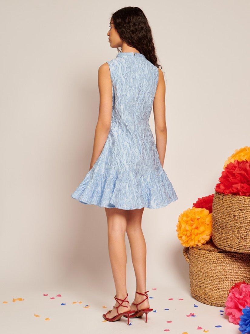 Product image 4 of 6, which shows Sister Jane Jacquard Bow Detail Mini Dress, Blue, 6