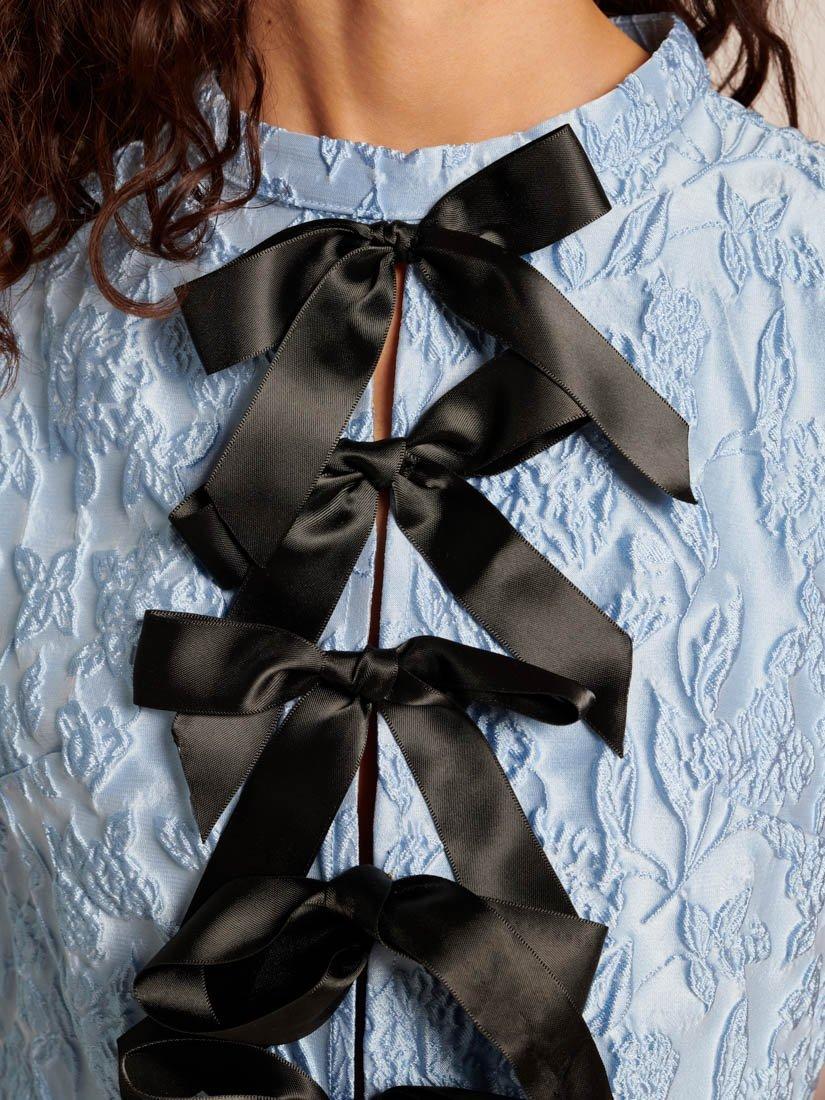 Product image 6 of 6, which shows Sister Jane Jacquard Bow Detail Mini Dress, Blue, 6