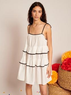 Sister Jane Flounce Ruffle Mini Dress, White, White