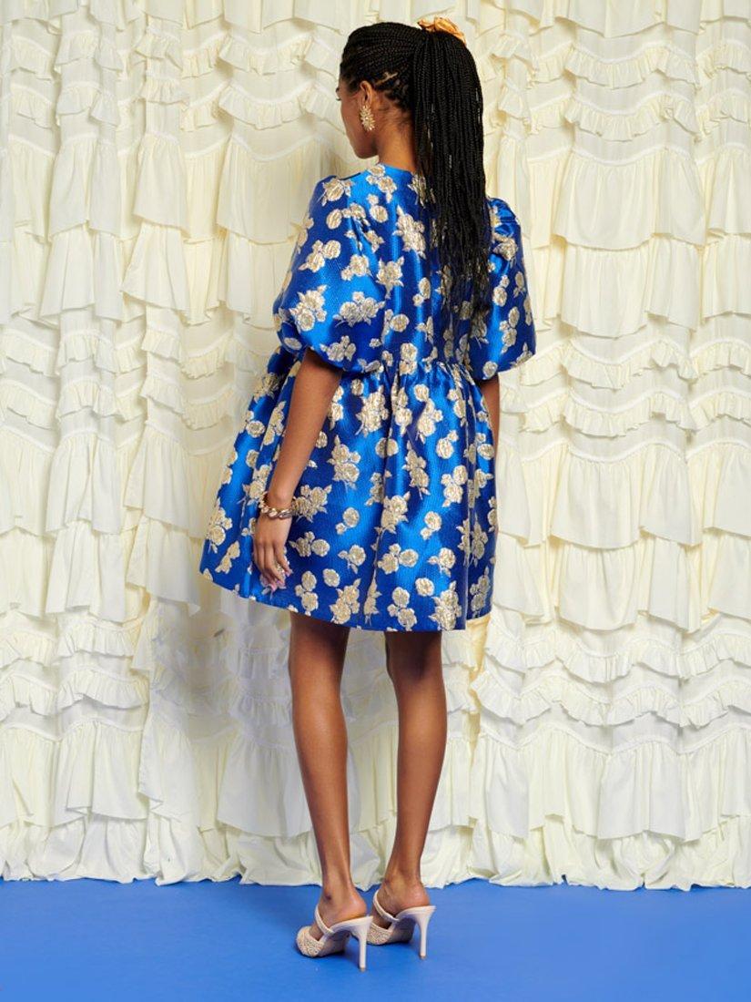 Product image 4 of 6, which shows Sister Jane Floral Jacquard Mini Dress, Blue, 6