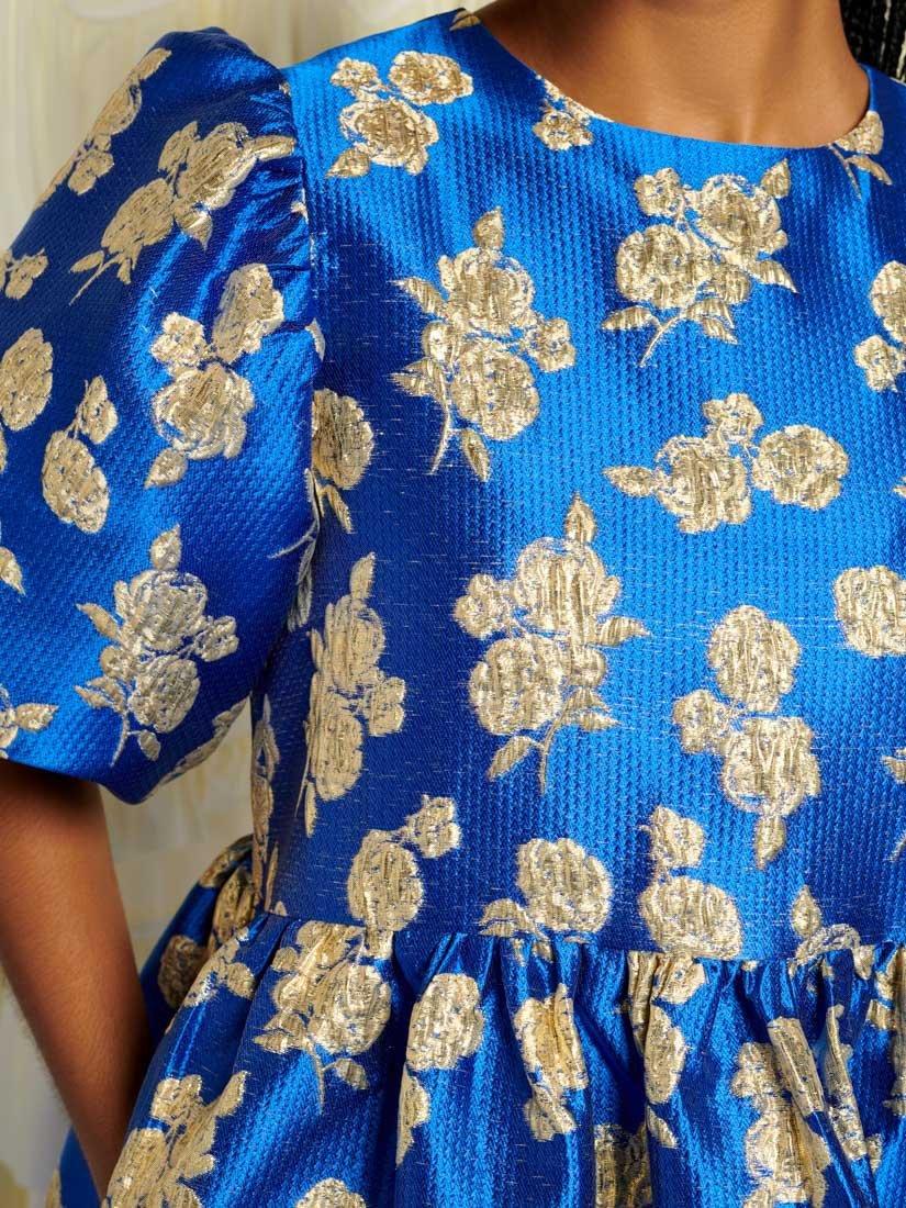 Product image 6 of 6, which shows Sister Jane Floral Jacquard Mini Dress, Blue, 6