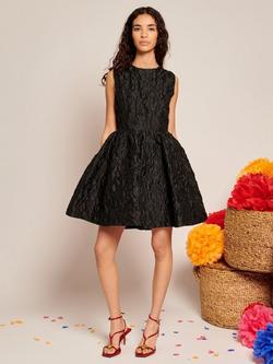 Sister Jane Jacquard Open Bow Back Mini Dress, Black - view 2, Black