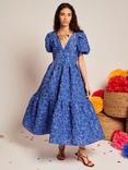 Sister Jane Floral Jacquard Midi Dress, Blue