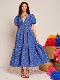 Sister Jane Floral Jacquard Midi Dress, Blue